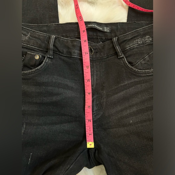 Zara black washed denim Trafaluc denimwear raw hem size 4 - Picture 10 of 13